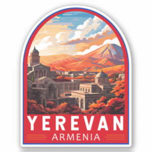 Yerevan Armenia Travel Art Vintage Klistermärken