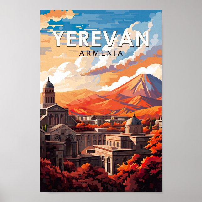 Yerevan Armenia Travel Art Vintage Poster (Framsidan)