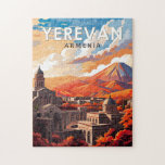Yerevan Armenia Travel Art Vintage Pussel<br><div class="desc">Yerevan retro-vektorns resedesign. Yerevan,  Armeniens huvudstad,  kännetecknas av en stor sovjetisk epokarkitektur.</div>