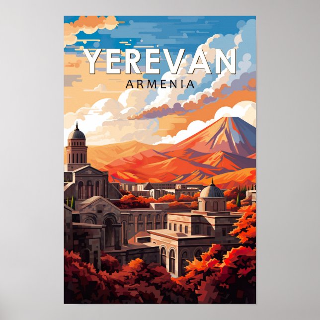 Yerevan Armenien Resa Konst Vintage Poster (Framsidan)