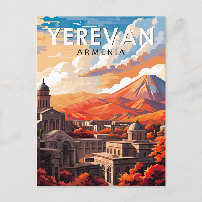 Yerevan Armenien Resa Konst Vintage Vykort (Framsida)