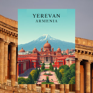 Yerevan, Armenien Vintage resor Art Vykort