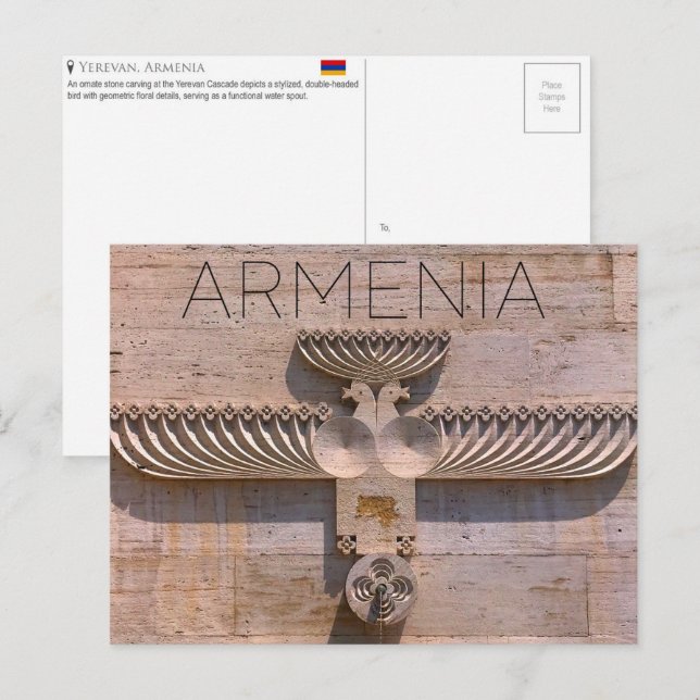Yerevan Cascade, Armenien Resebrev vykort (Fram/baksida)
