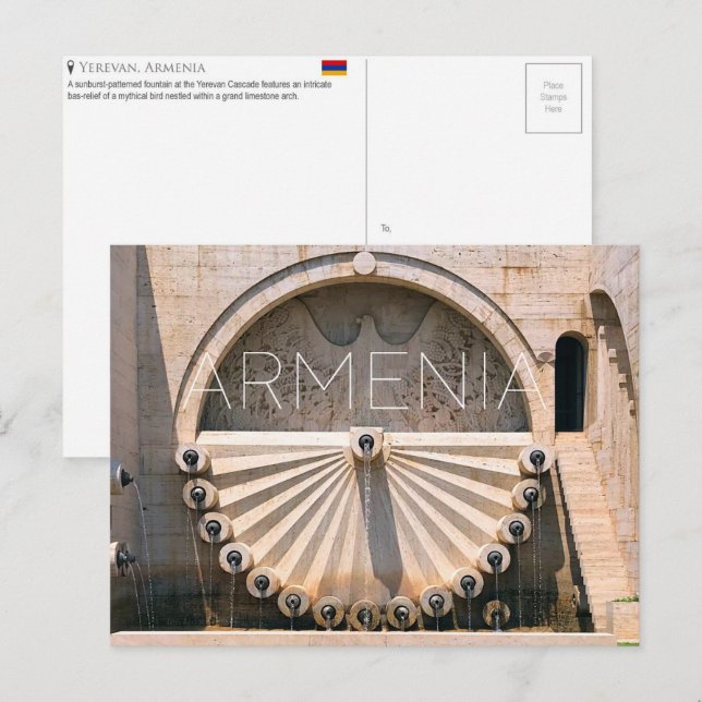 Yerevan Cascade, Armenien vykort (Fram/baksida)