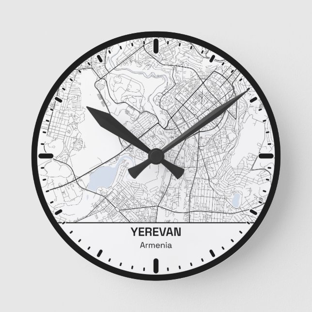 Yerevan  Clock City Line Art Rund Klocka (Framsida)