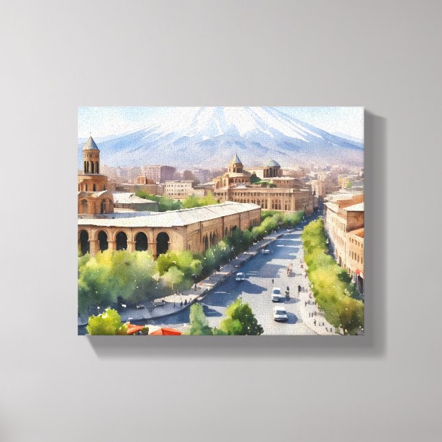 Yerevan vattencolor art canvastryck (Framsida)