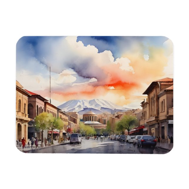 Yerevan vattencolor art magnet (Horisontell)