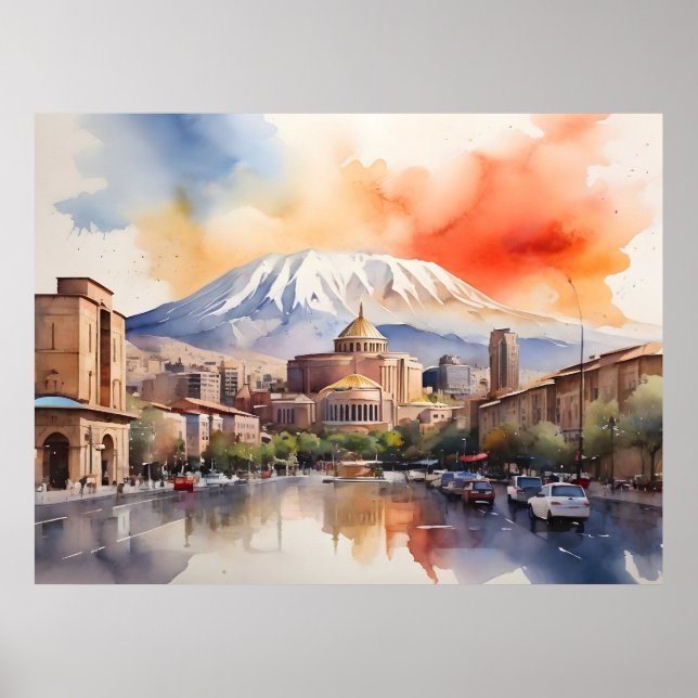 Yerevan vattencolor art poster (Framsidan)
