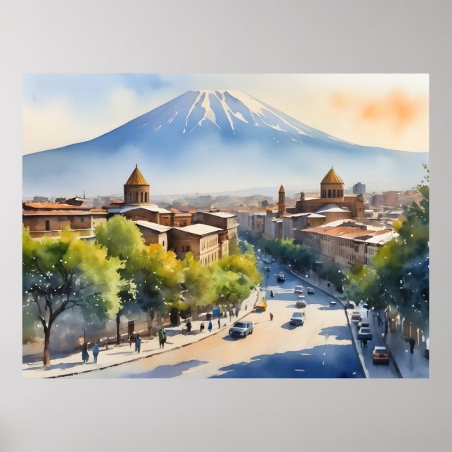 Yerevan vattencolor art poster (Framsidan)