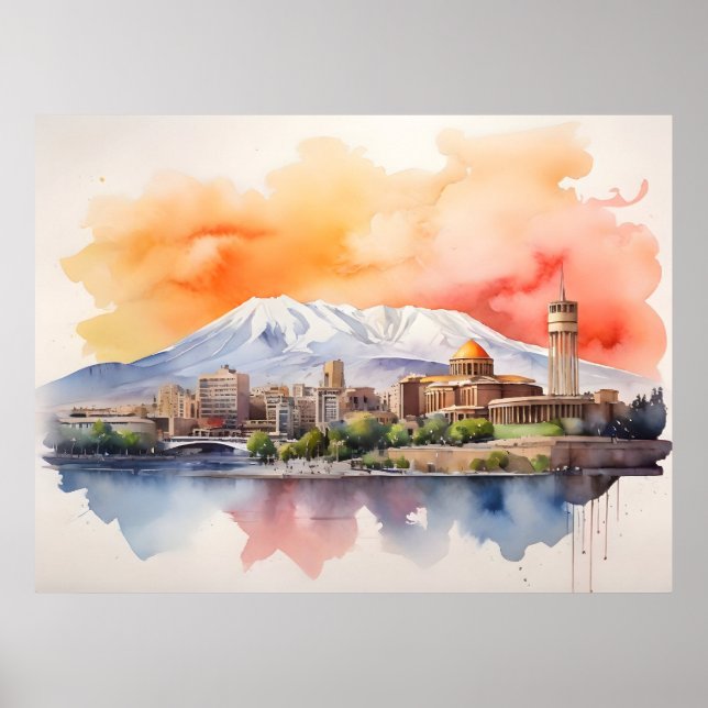 Yerevan vattencolor art poster (Framsidan)