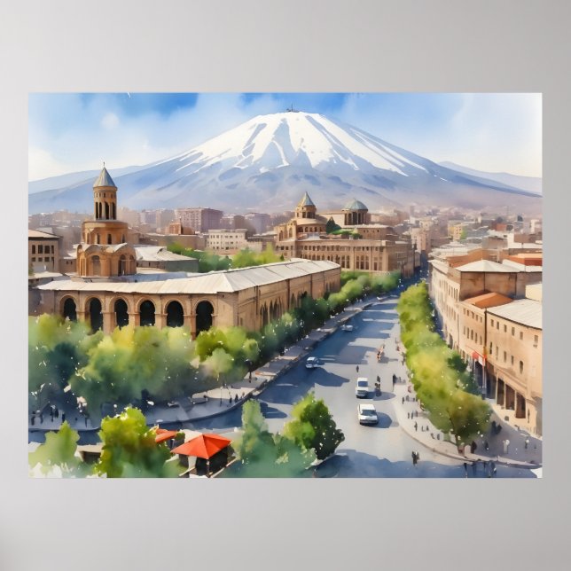 Yerevan vattencolor art poster (Framsidan)