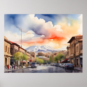 Yerevan vattencolor art poster
