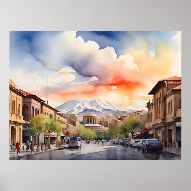 Yerevan vattencolor art poster (Framsidan)