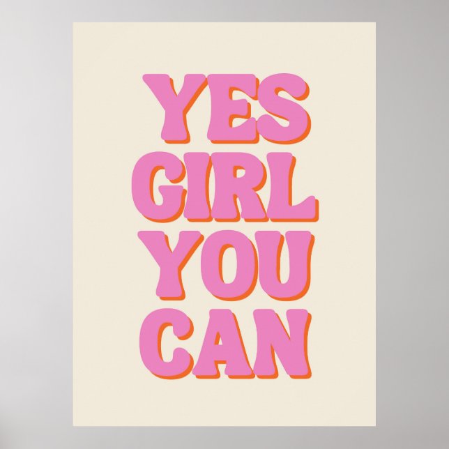 Yes Girl You Can, Girly Quote Poster (Framsidan)