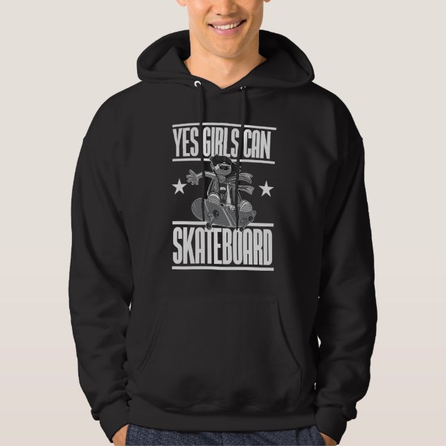 Yes Girls Can Skateboard  For Skateboarding Women Hoodie (Framsida)