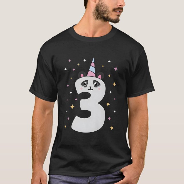 Yes I'M 3 Panda Themed 3Rd Py T Shirt (Framsida)