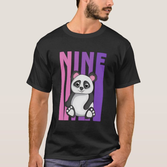 Yes I'M 9 Panda Themed 9Th Py T Shirt (Framsida)