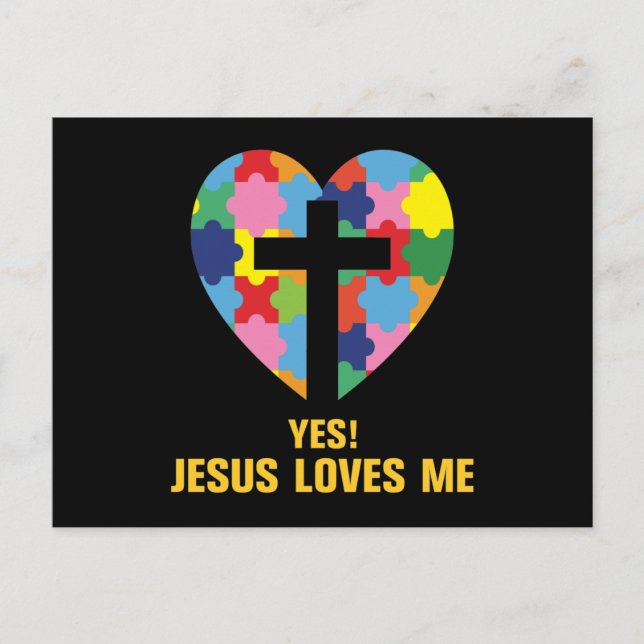 Yes, Jesus Loves Me Autism Heart Inbjudan Vykort (Framsida)