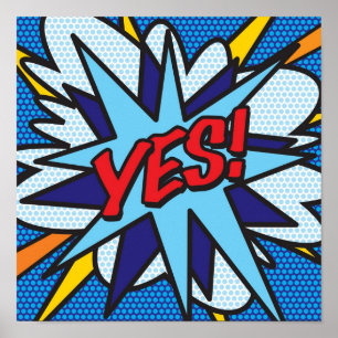 YES Pop Art Tecknad Bok Modern Roligt Poster