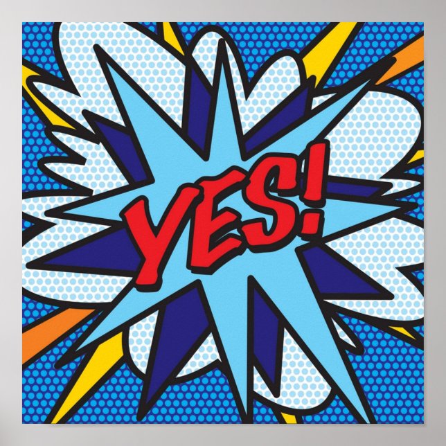 YES Pop Art Tecknad Bok Modern Roligt Poster (Framsidan)