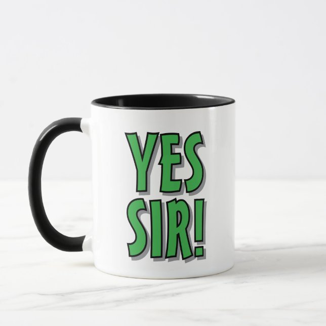 Yes Sir! No Sir! funny typographic coffee mug gift Mugg (Vänster)