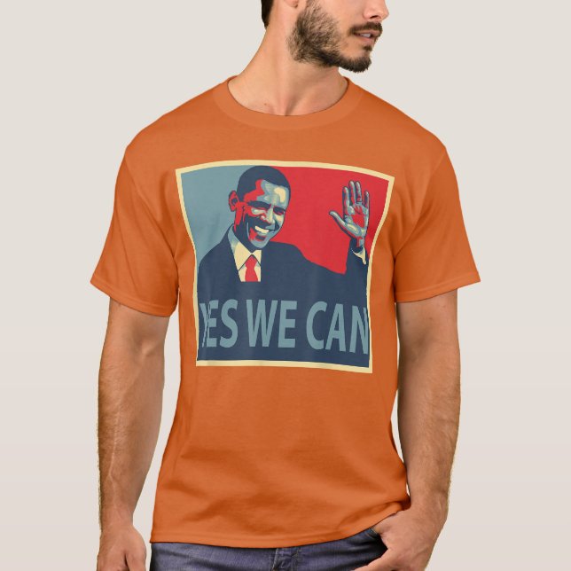 Yes We Can Barack Obama President T Shirt (Framsida)