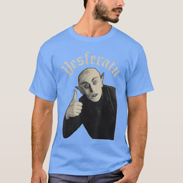 Yesferatu Rolig Vampyrparodi Meme Halloween kompis T Shirt (Framsida)