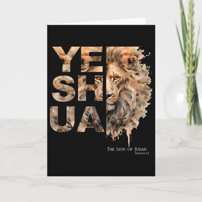 Yeshua, Lion Of Judah, Jesus, God, Bible Verse, Re Kort (Framsida)