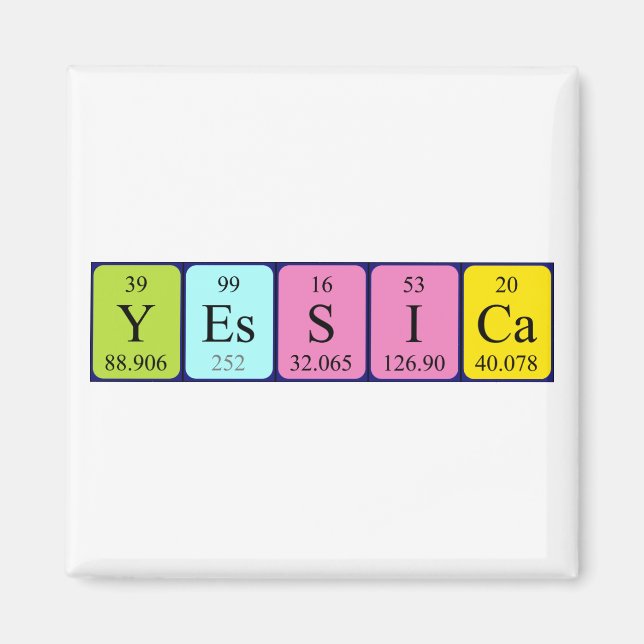 Yessica periodiskt bord namn magnet (Framsidan)