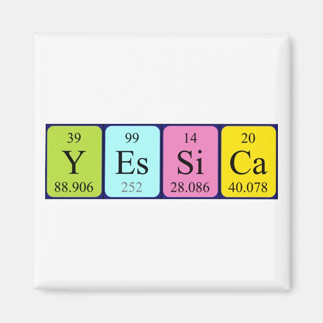 Yessica periodiskt bord namn magnet (Framsidan)
