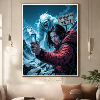 Yeti Bigfoot Sasquatch Selfie Canvastryck
