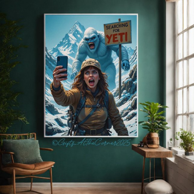 Yeti Bigfoot Sasquatch Selfie Mount Everest Canvastryck (Skapare uppladdad)