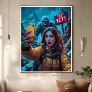 Yeti Bigfoot Sasquatch Selfie Mount Everest Neon Canvastryck