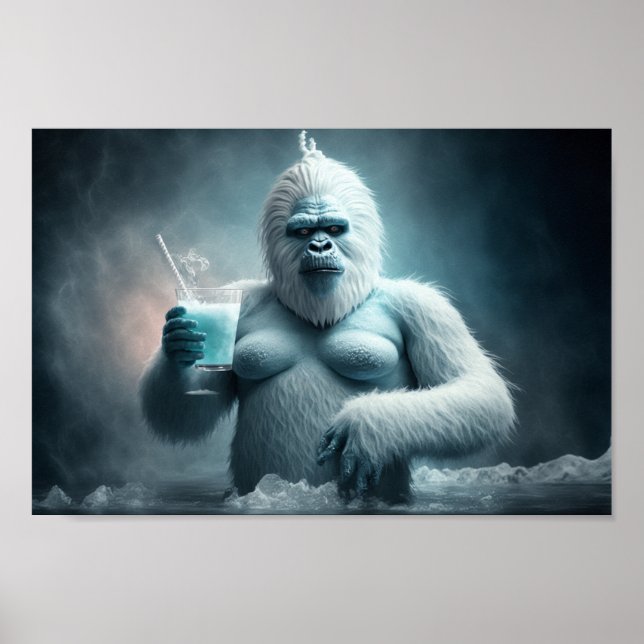 Yeti dricker cocktail poster (Framsidan)