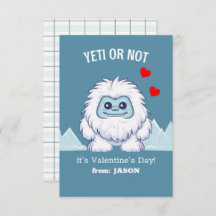 "Yeti eller inte" Klassrums Valentine-kort