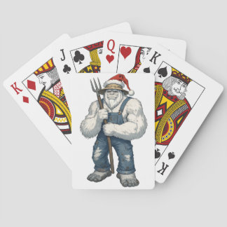 Yeti Förfärlig Snöman Bonde Rolig Högtid Lantbruk Casinokort