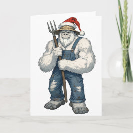 Yeti Förfärlig Snöman Bonde Rolig Högtid Lantbruk Kort