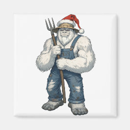 Yeti Förfärlig Snöman Bonde Rolig Högtid Lantbruk Magnet