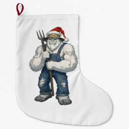 Yeti Förfärlig Snöman Bonde Rolig Högtid Lantbruk Stor Julstrumpa