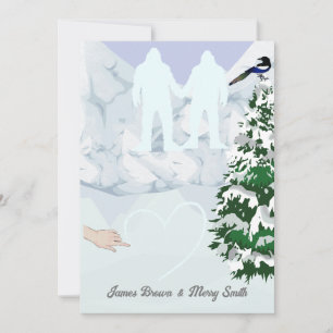 Yeti i kärlek Snö bergen Heart Bröllop Inbjudningar