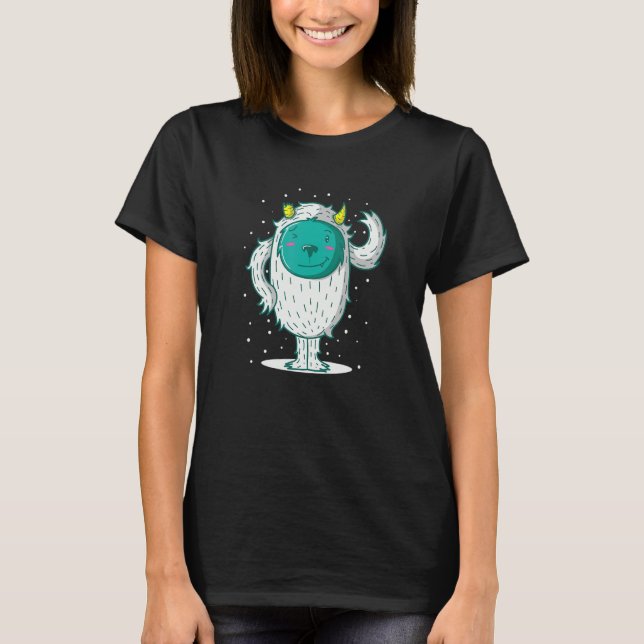 Yeti Ice Monster sprider sina Horns Winter T Shirt (Framsida)