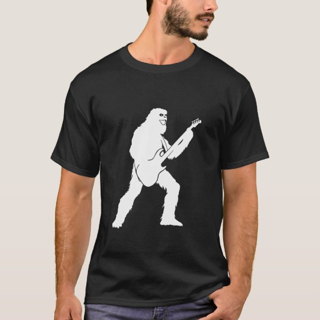 Yeti Jamming with Electric Guitar Silhouette T Shirt (Framsida)