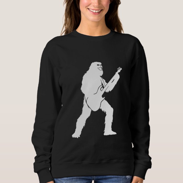 Yeti Jamming with Electric Guitar Silhouette T Shirt (Framsida)