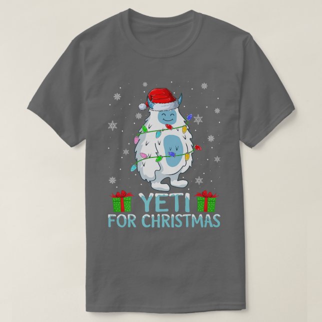 Yeti Julafton Ljus Santa Hat Yeti Juli T Shirt (Design framsida)
