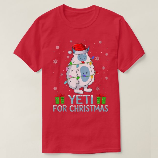 Yeti Julafton Ljus Santa Hat Yeti Juli T Shirt (Design framsida)