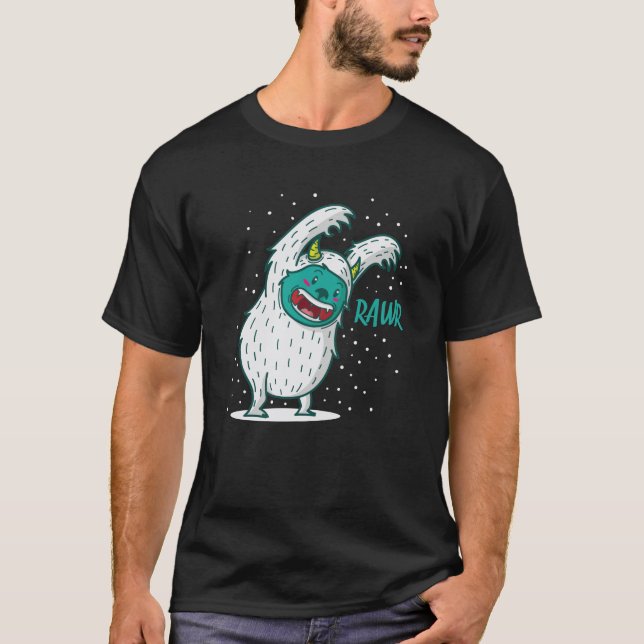 Yeti Monster erschrecken im Schnee T Shirt (Framsida)