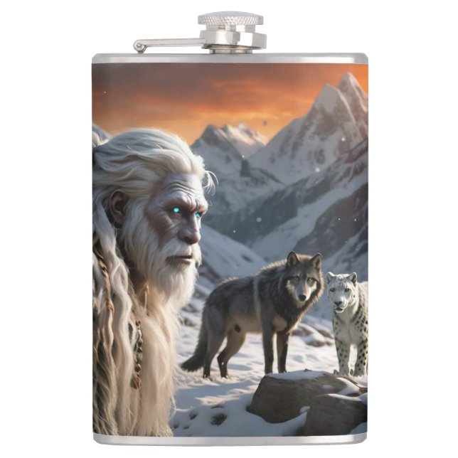 Yeti och Snö Leopard Fickplunta (Framsidan)