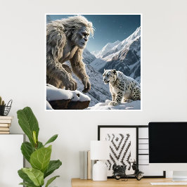 Yeti och Snö Leopard Poster