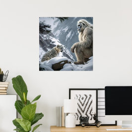 Yeti och Snö Leopard Poster