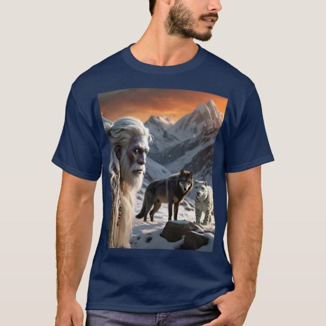 Yeti och Snö Leopard T Shirt (Framsida)
